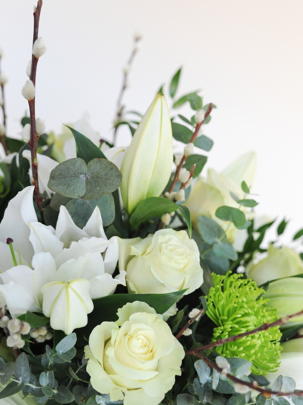 Elegant White Rose and Lily Bouquet