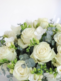 White Rose and Freesia Handtied