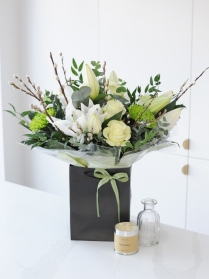 Elegant White Rose and Lily Bouquet